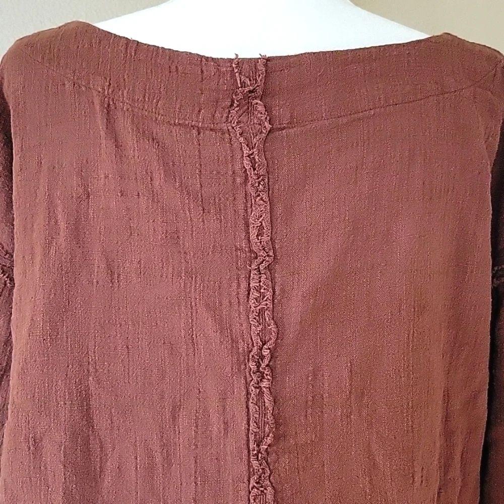 Free People Thora Chocolate Love Brown Loose Top - Size XS